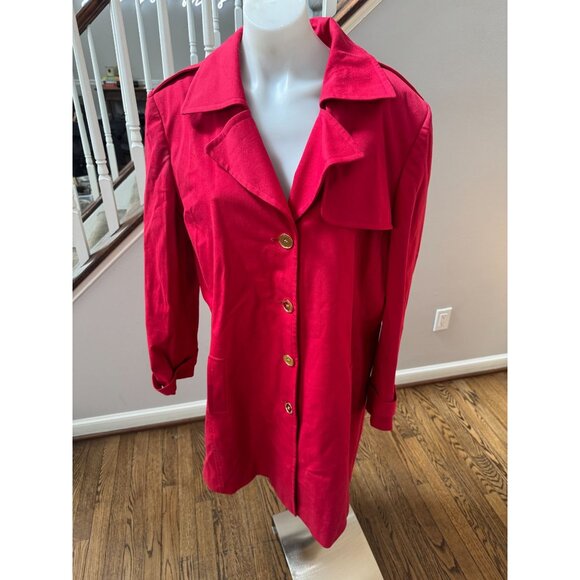 Tahari Arthur S Levine Red Trench Coat Rain Jacket Size 18 - Picture 1 of 4